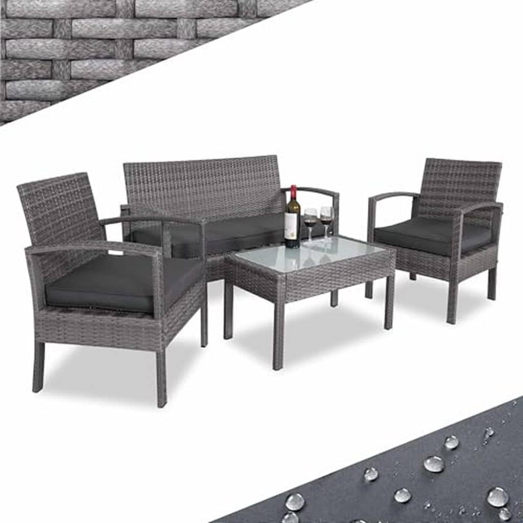 Test : salon de jardin Casaria en polyrotin anthracite pour 4 personnes