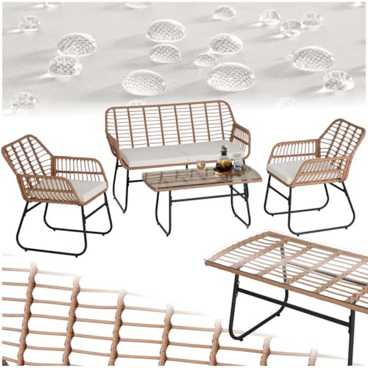Test : salon de jardin TecTake en poly rotin pour 4 personnes